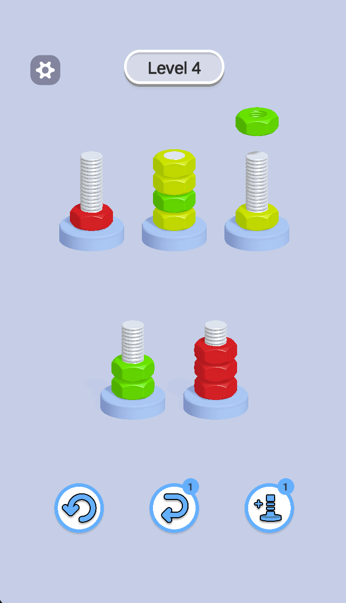 Level 4 has its own visible color arrangement. It does not provide the missing steps or a solution sequence for Level 3.